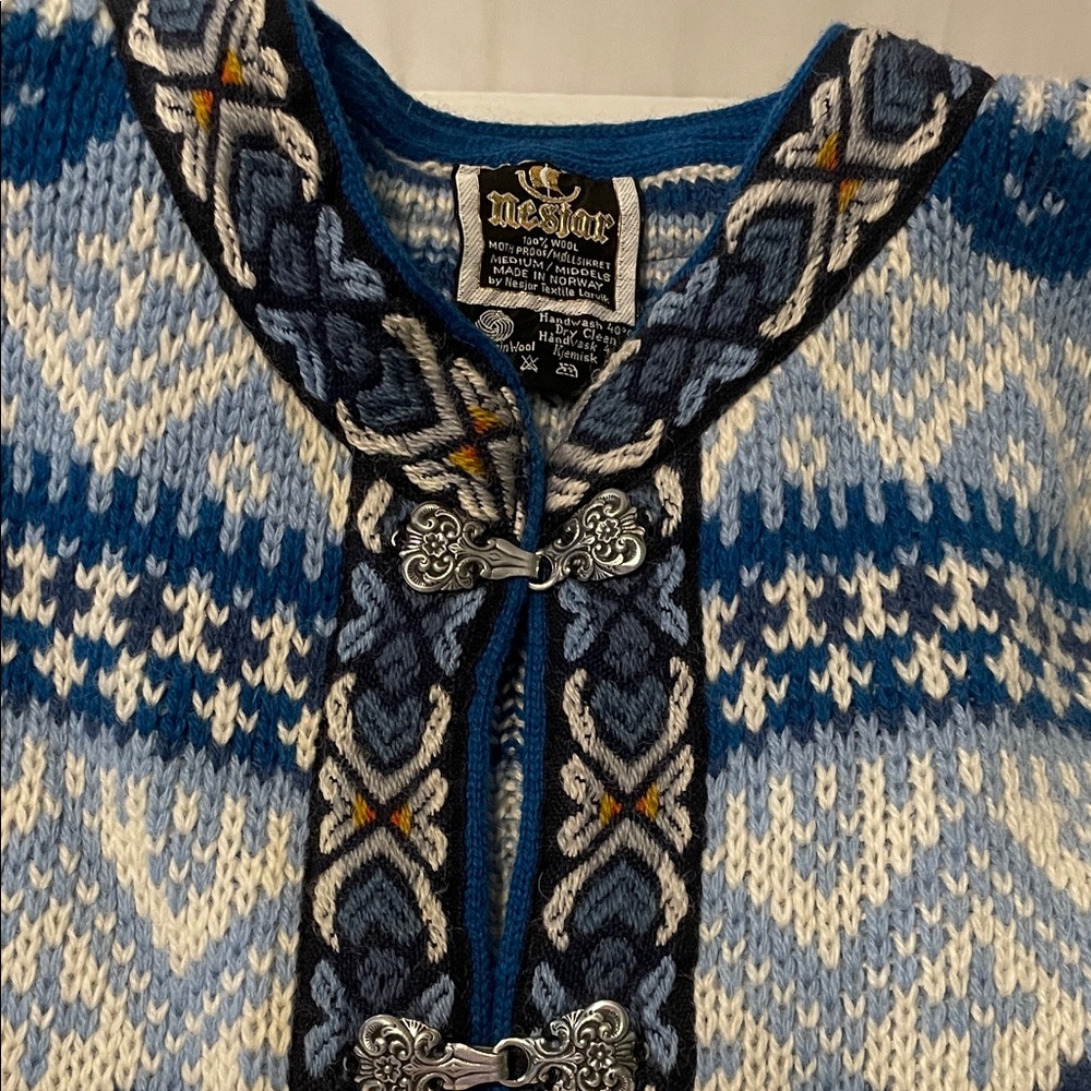 Blue and White Patterned Cardigan